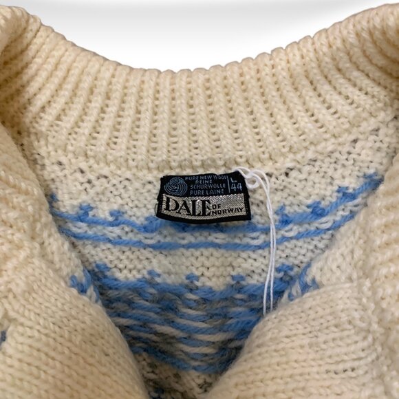 Dale of Norway Women’s Cardigan Pure New Wool Blue Ivory Fair Isle Sz L-XL - Picture 8 of 15